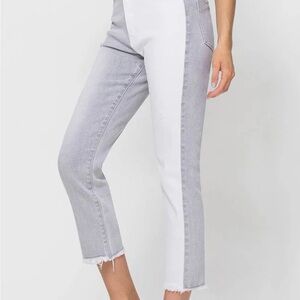 White 2 tone denim Flying Monkey jeans